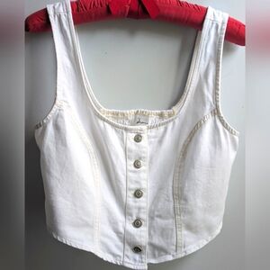 Japna White Button-Up Vest with Smocked Back Size S
